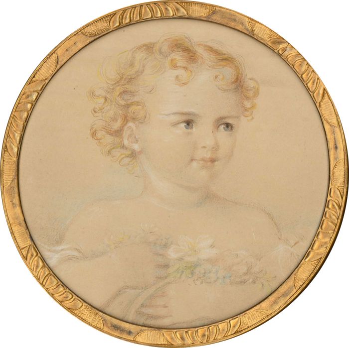 Attrib. Mary King - 1849 Chalk Pastel, Portrait of a Child