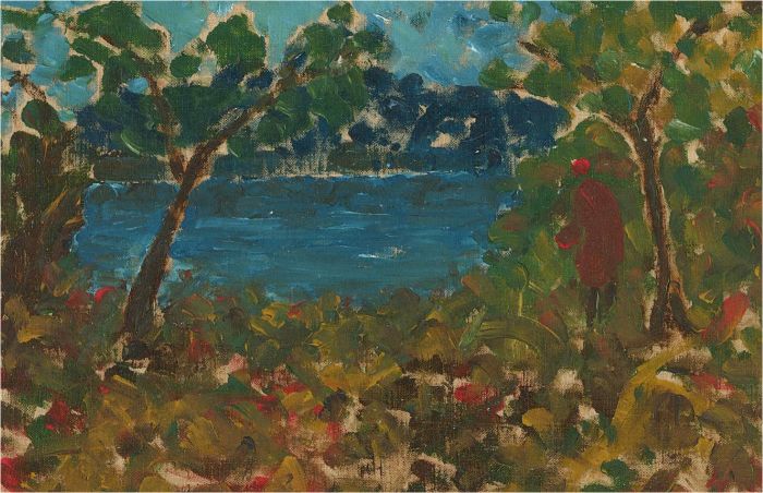 Mid 20th Century Oil - Lakeside Trees