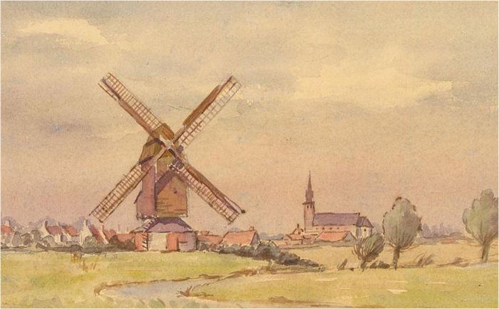 Signed Early 20th Century Watercolour - The Windmill