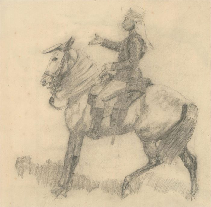20th Century Graphite Drawing - Eastern Soldier