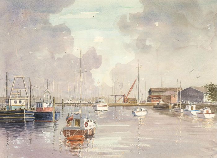 J.A. Pusey - Double-Sided 1994 Watercolour, Lymington and Porlock Weir