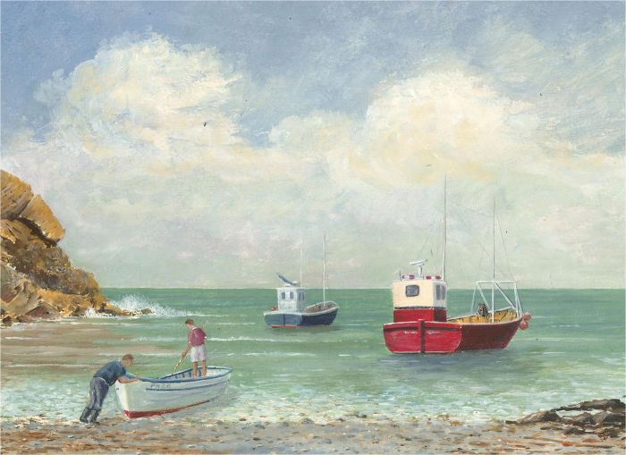 J.A. Pusey - Double-Sided 1995 Gouache, Cadgwith and Penberth Cove
