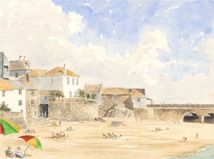J.A. Pusey - Double-Sided 1994 Watercolour, St Ives and a Country Landscape
