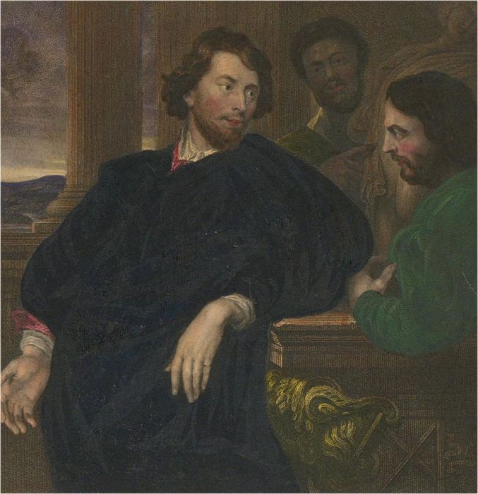 William Holl after Van Dyck - c.1836 Stipple Engraving, Portrait of George Gage