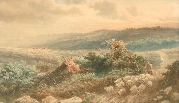 Early 20th Century Watercolour - Shepherding