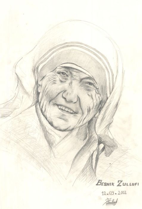 Besnik Zullufi - 2002 Graphite Drawing, Mother Teresa