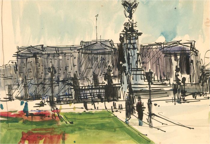 Peter Collins ARCA - Mid 20th Century Pen and Ink Drawing, Buckingham Palace
