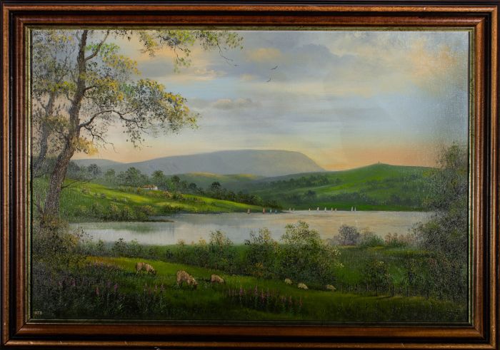 Norman J Baldwin - 20th Century Oil, Grazing By The Lake