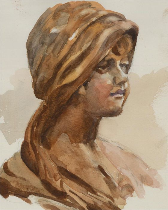 Terry Shelbourne (1930-2020) - 2001 Watercolour, Girl in Hat