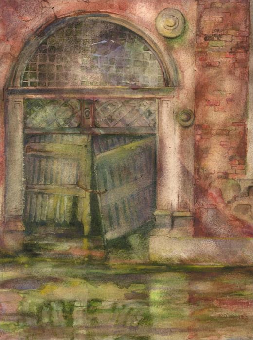 Julie Collino - 20th Century Watercolour, The Broken Door, Venice