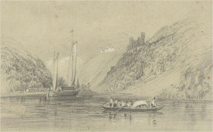 Mid 20th Century Graphite Drawing - The Castle on the Hill