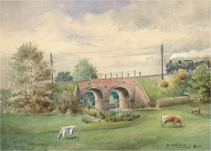 Charles T. Miles - 1914 Watercolour, King's Court Railway Bridge