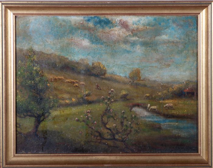B. A. Cocks - Early 20th Century Oil, Grazing Flock