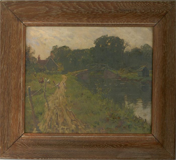 Frank Reynolds (1876-1953)  - Early 20th Century Oil, Chickens By The River
