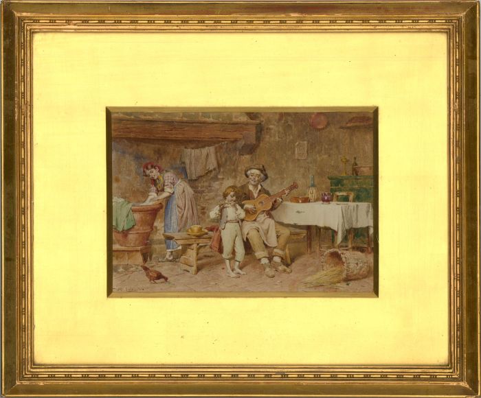 Virgilio Colombo - Italian Late 19th Century Watercolour, The Musical Recital