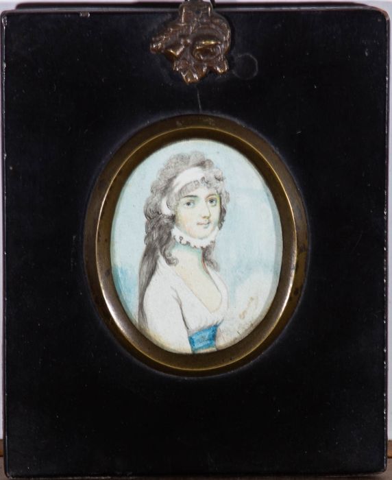 Miniature 19th Century Watercolour - Female Portrait