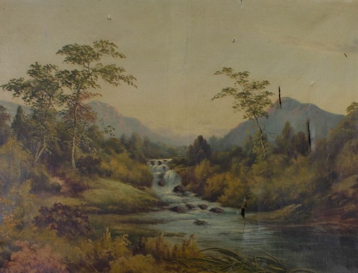 G. Jennings - For Restoration Early 20th Century Oil, Mountain River