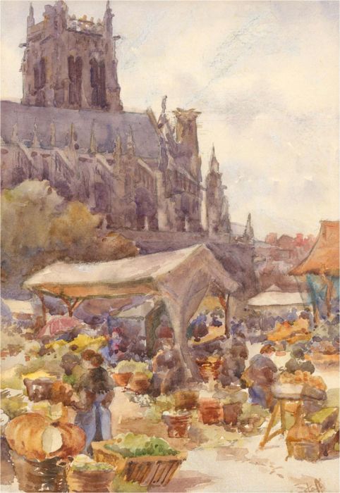 Constance Wagstaff - Signed Mid 20th Century Watercolour, Market Day