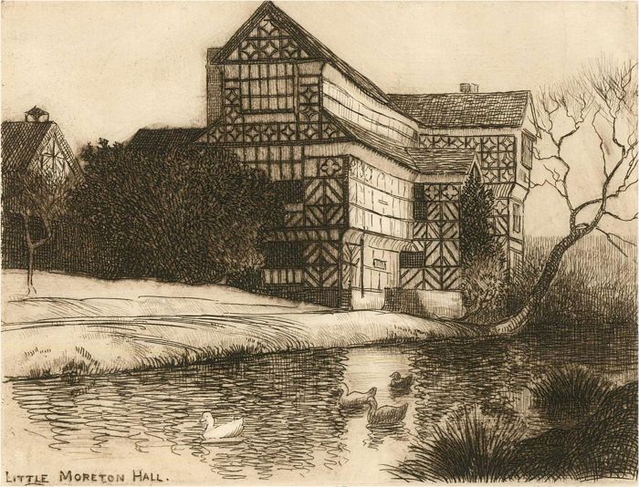 E. H. Mooney - Signed 1920 Etching, Little Moreton Hall