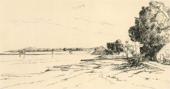 Sydney E. Lanham - Mid 20th Century Pen and Ink Drawing, A South Coast Road