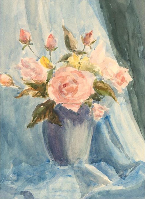 Mid 20th Century Watercolour - Still Life of Roses