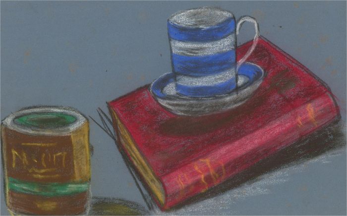 A Pair of Mid 20th Century Pastels - Still Lifes with Teacups