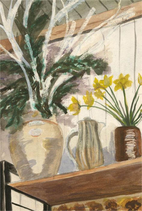 20th Century Watercolour - Still Life with Daffodils
