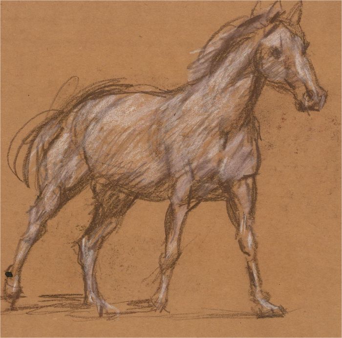 Ronald Olley (b.1923) - 20th Century Chalk Drawing, A White Horse
