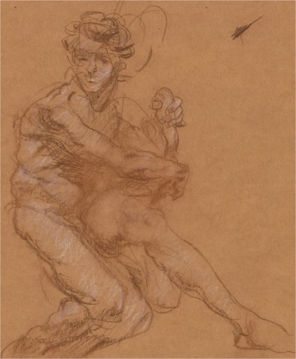 Ronald Olley (b.1923) - 20th Century Pastel, Seated Male Nude Figure