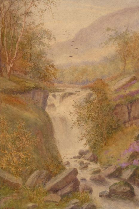 Albert Kinsley (1852-1945) - Early 20th Century Watercolour, Highland Waterfall