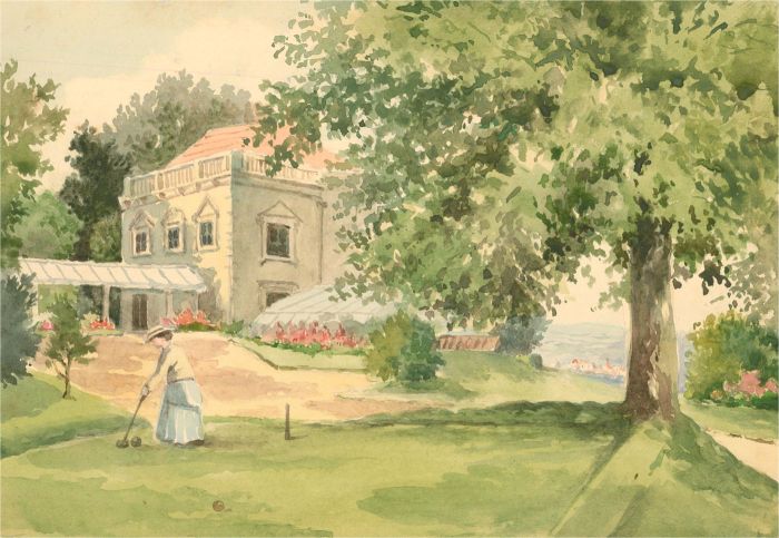 Early 20th Century Watercolour - Croquet In The Garden