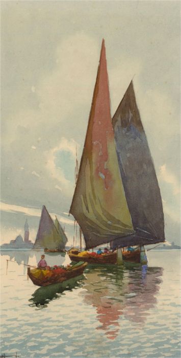 Mid 20th Century Watercolour - Sail Boat On The Water