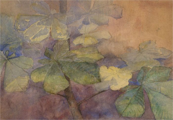 Mid 20th Century Watercolour - Horse Chestnut Leaves