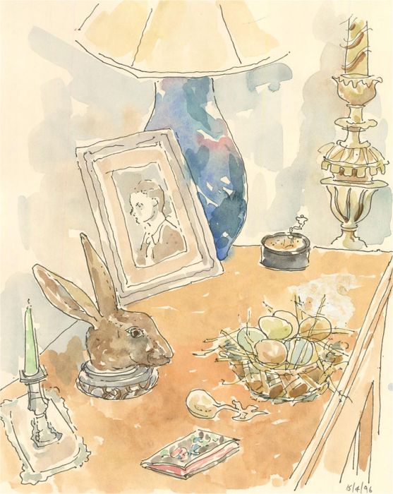 Jill Dickin - 1996 Watercolour, A Dresser