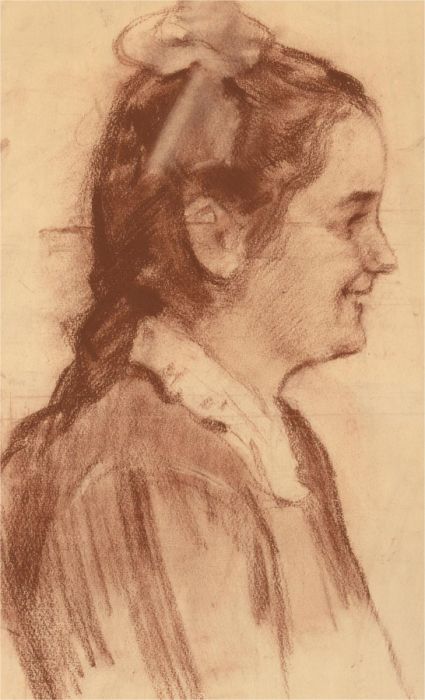 Samouil Grigorievich Nevelshtein (1903-1983) - Pastel, Profile of a Girl