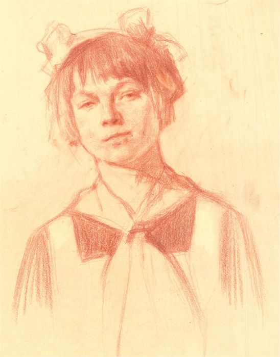 Samouil Grigorievich Nevelshtein (1903-1983) - Sanguine, Portrait of a Girl