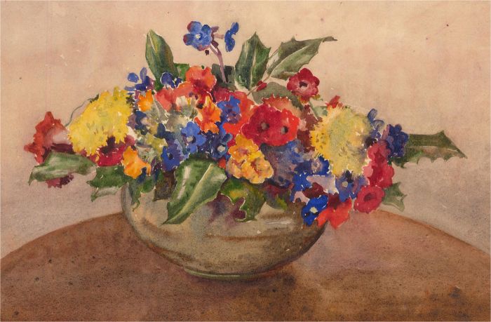 Austin Garland - Signed 1959 Watercolour, Still Life of Flowers