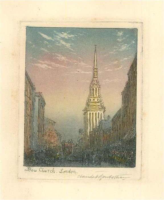 Mid 20th Century Etching - Bow Church, London