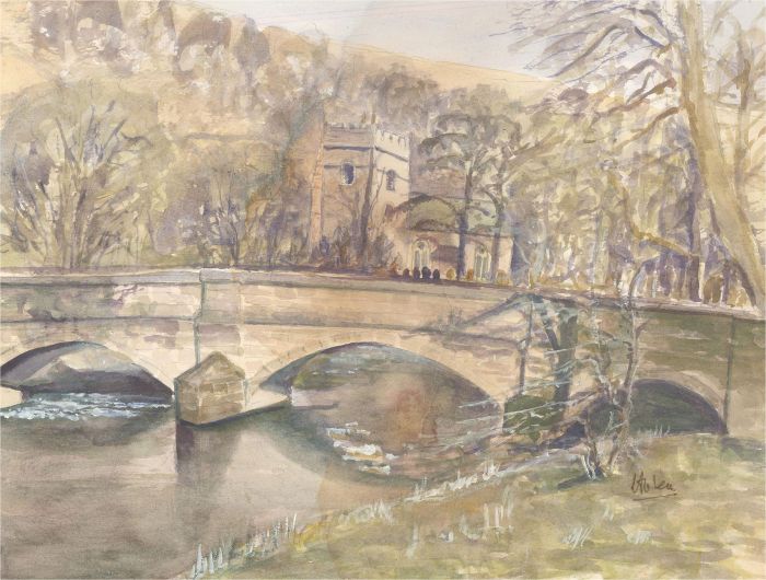 Signed Mid 20th Century Watercolour - The Bridge by the Church