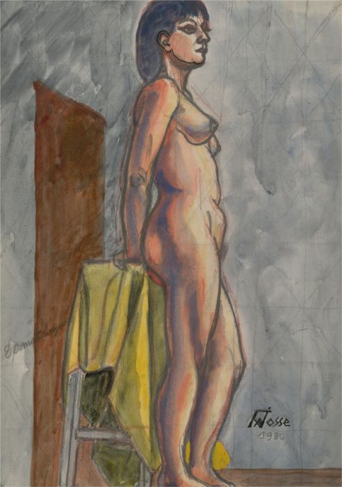 Francois Xavier Josse (1910-1991) - 1986 Watercolour, Standing Nude