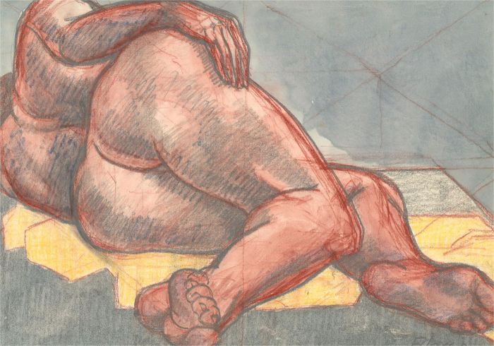 Francois Xavier Josse (1910-1991) - 20th Century Watercolour, Nude on Grey