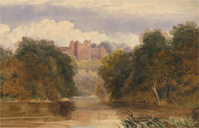 Late 19th Century Watercolour - River Scene with Castle