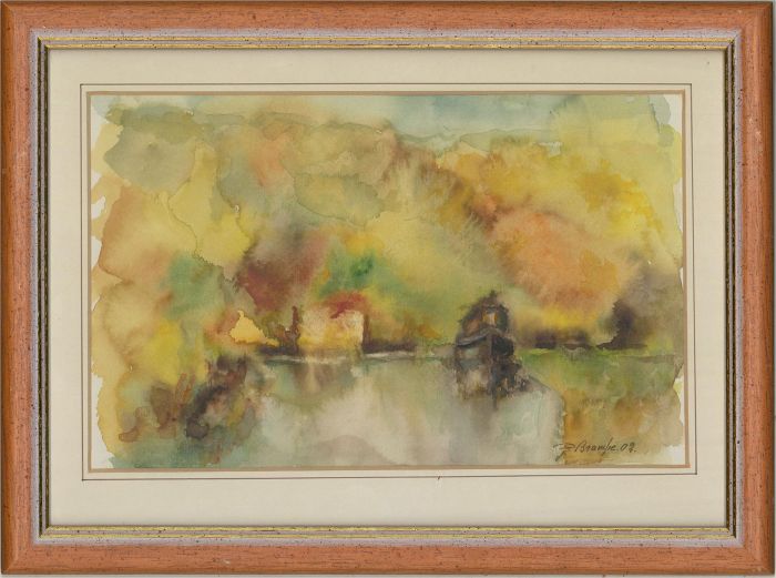 P. Branche - 2002 Watercolour, Canal In Yellow