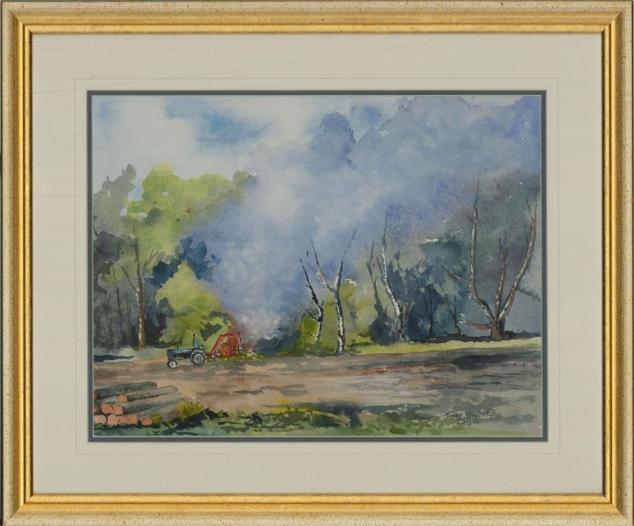 Tony Hagyard - 2010 Watercolour, Tree Felling, Westow