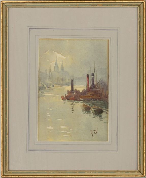 R.S. Vandeleur - Early 20th Century Watercolour, Urban River Scene