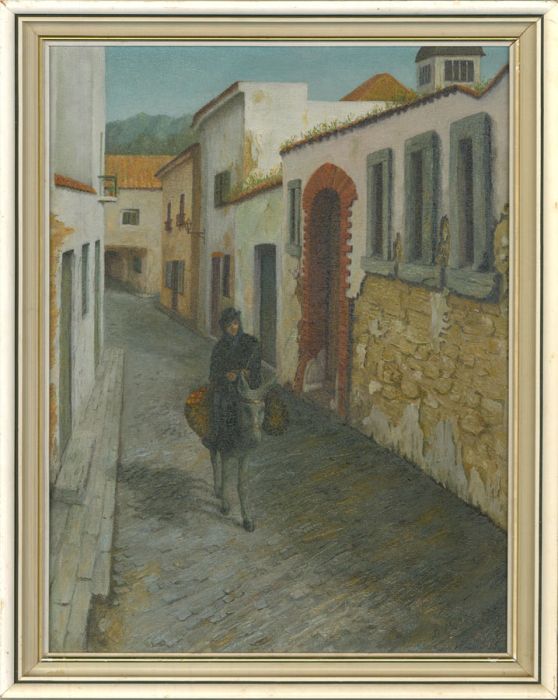 Doreen Pamela Parker - 20th Century Oil, Riding a Donkey in the Algarve
