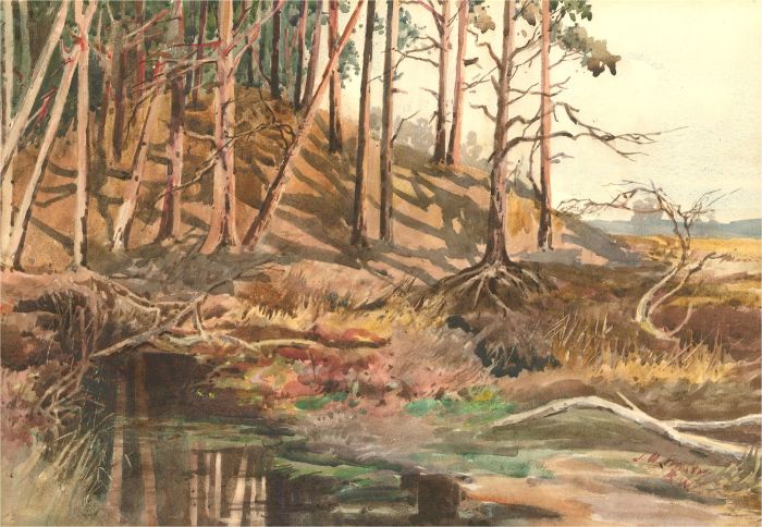 J.W. Fraser - 20th Century Watercolour, By a Wee Burn