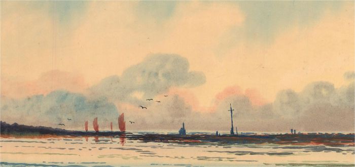 A. Huk - Signed Mid 20th Century Watercolour, Boats on the Shore