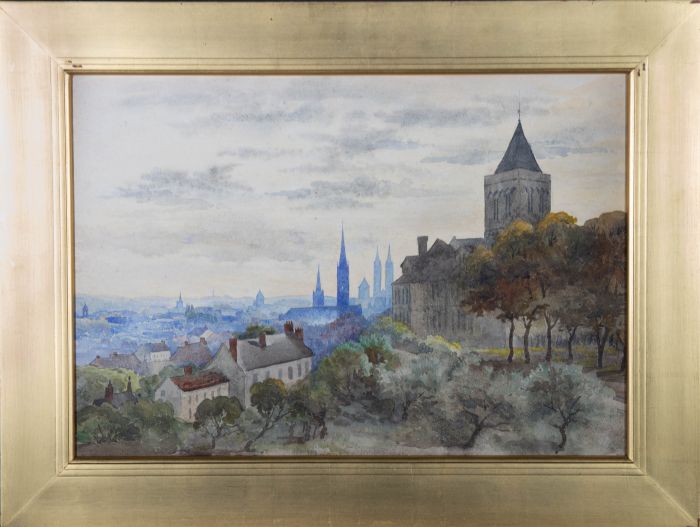 Early 20th Century Watercolour - Abbey of Saint-Etienne, Caen