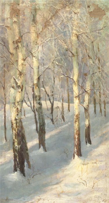 For Restoration - C.H.B. - 1990 Oil, Snowy Forest